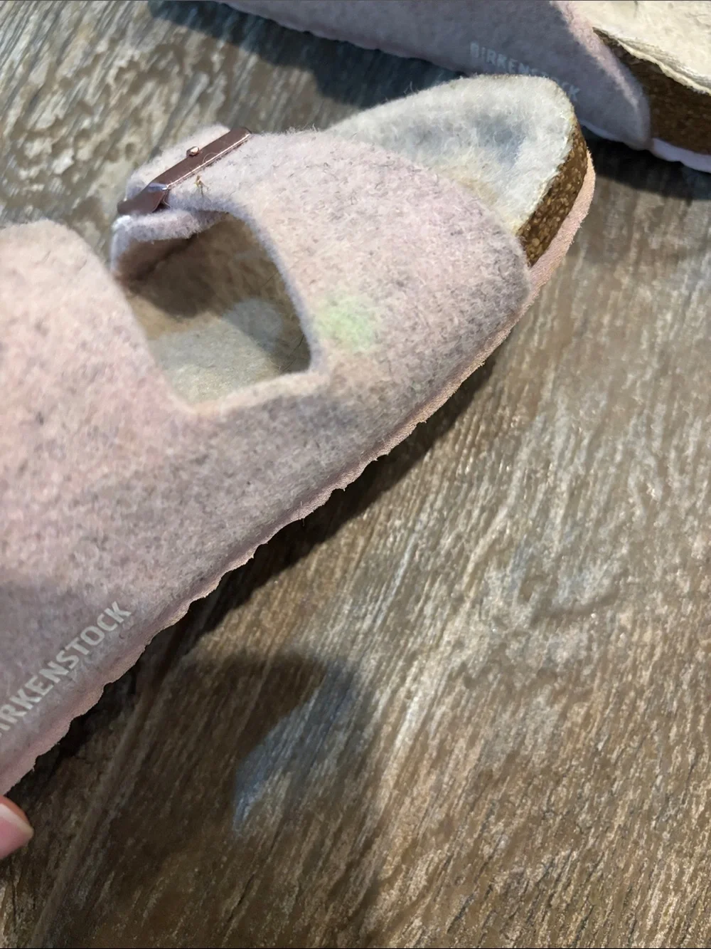 Birkenstock Kids Pink Felt Shearling Arizona Two-Strap Sandals size 31 N US 13